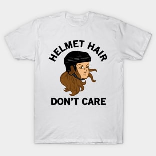 Hockey Helmet Hair Don't Care Brunette T-Shirt